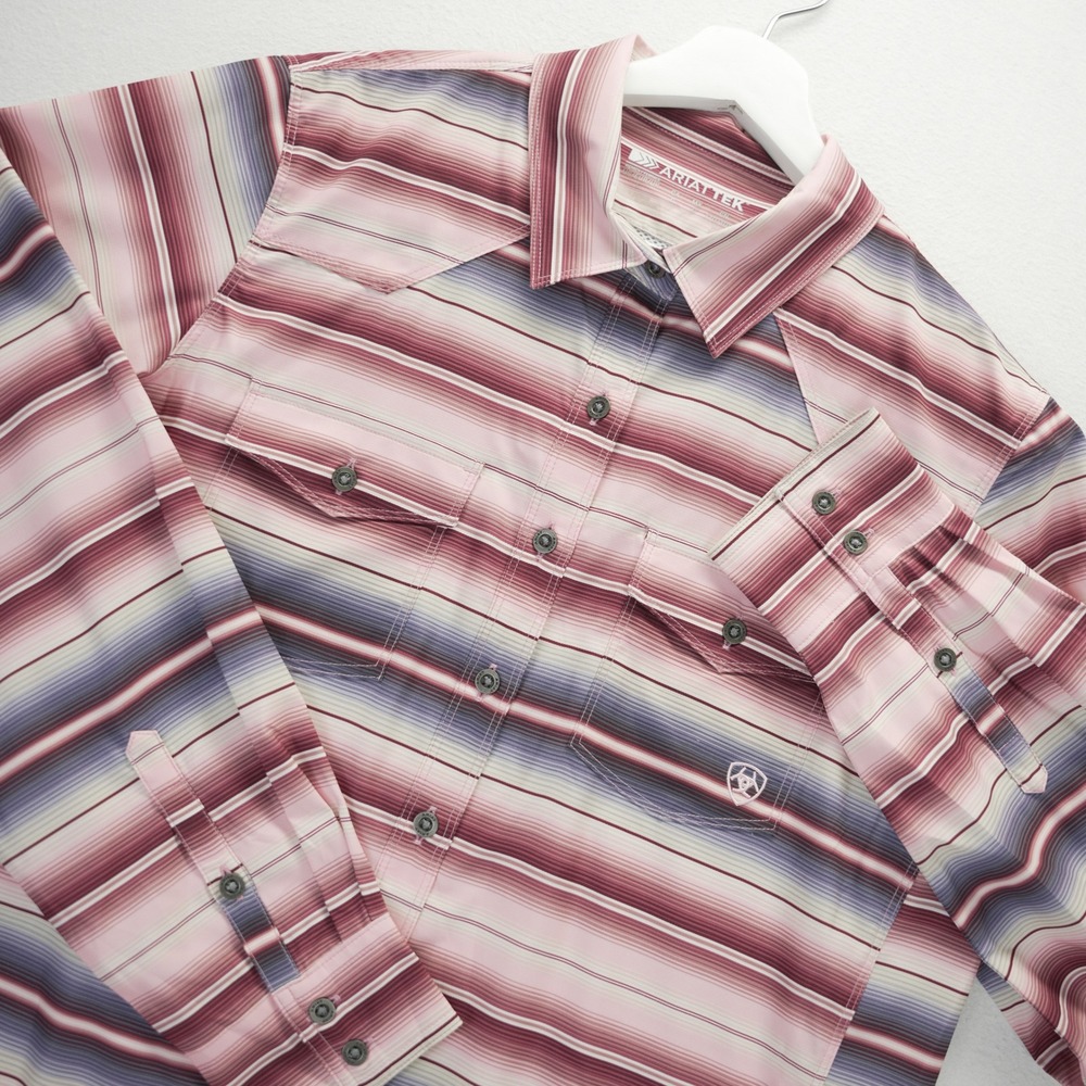 Ariat Womens Western VentTEK Striped Long Sleeve Shirt Pink Purple Western L
